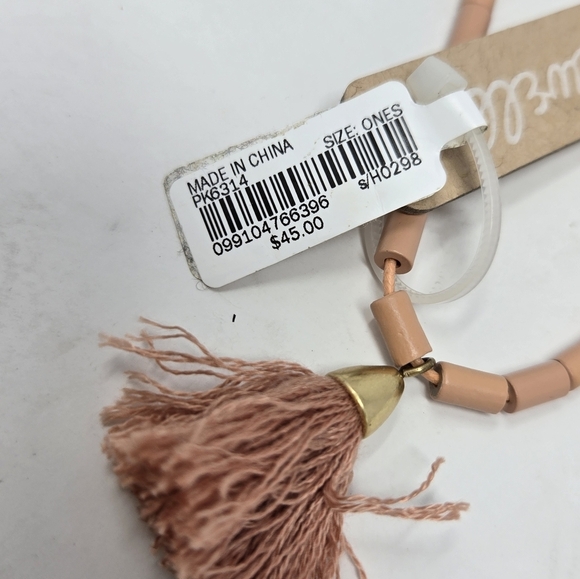 NWT MADEWELL BOHO TASSEL NECKLACE PEACH BLUSH SLIDE ADJUSTABLE FASHION JEWELRY - Picture 10 of 12